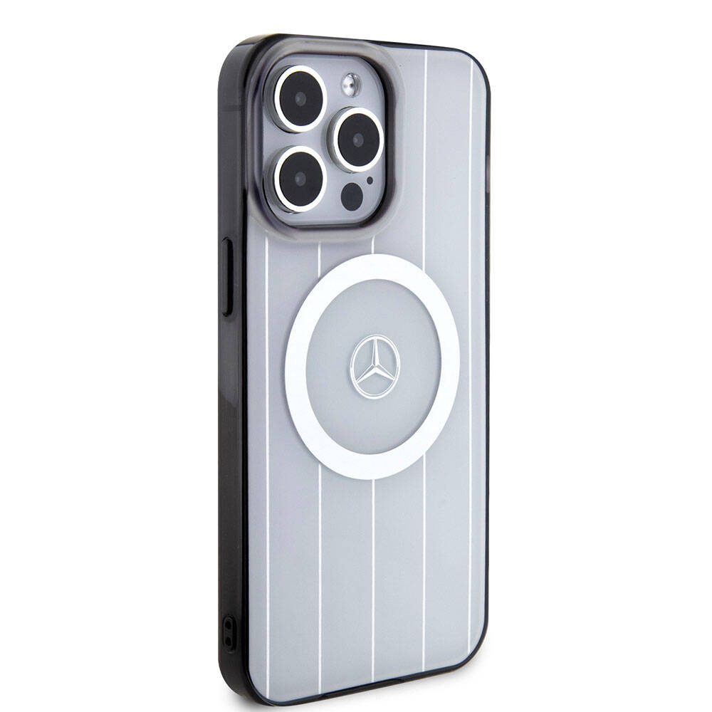 iPhone 15 Pro Max Kılıf Mercedes Benz Orjinal Lisanslı M-safe Şarj Özellikli Çift Katmanlı Paralel Çizgi Desenli Kapak