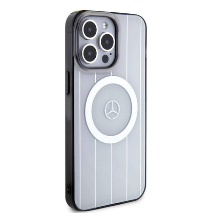 iPhone 15 Pro Max Kılıf Mercedes Benz Orjinal Lisanslı M-safe Şarj Özellikli Çift Katmanlı Paralel Çizgi Desenli Kapak