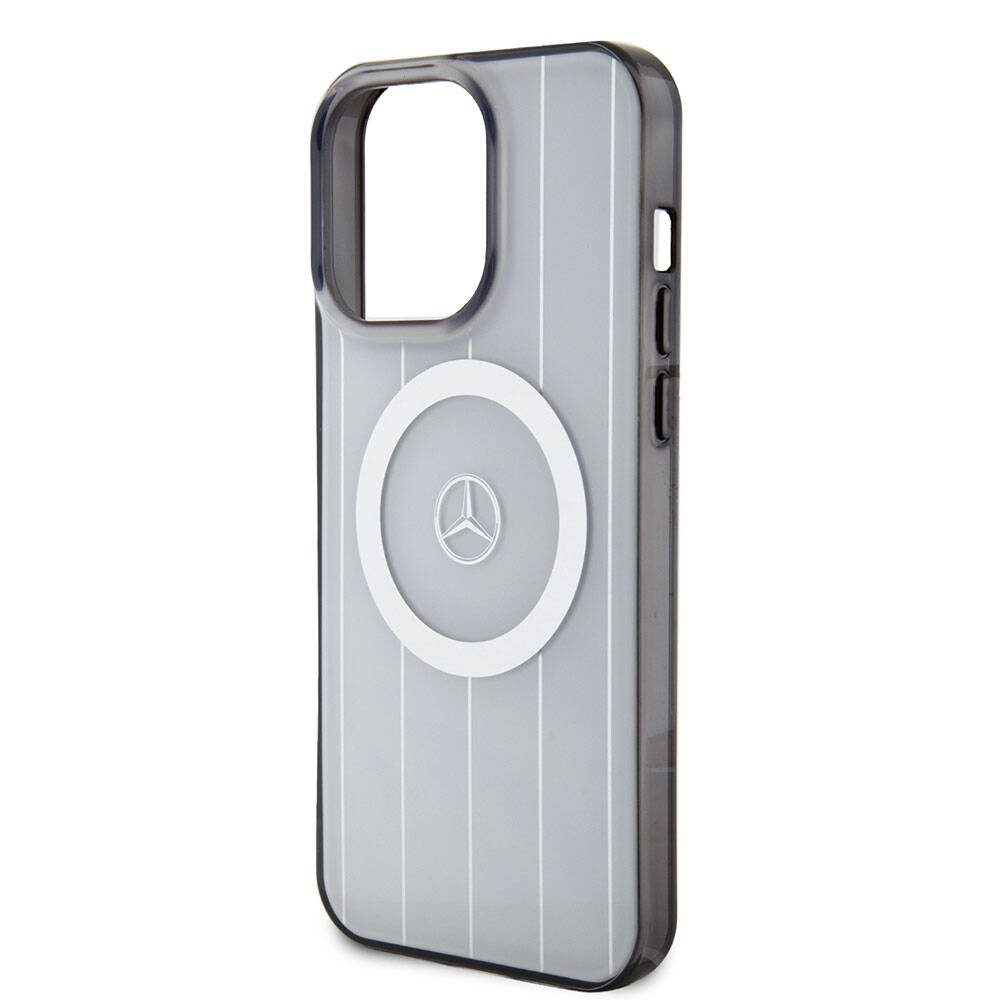 iPhone 15 Pro Max Kılıf Mercedes Benz Orjinal Lisanslı M-safe Şarj Özellikli Çift Katmanlı Paralel Çizgi Desenli Kapak