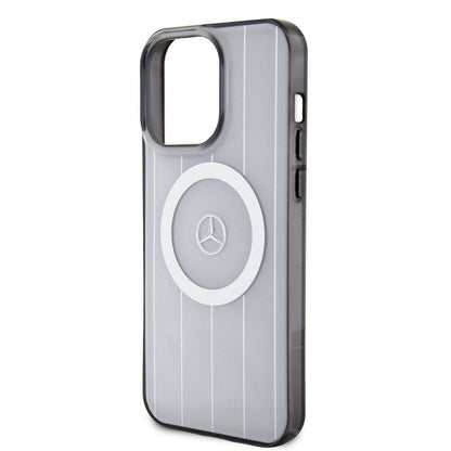 iPhone 15 Pro Max Kılıf Mercedes Benz Orjinal Lisanslı M-safe Şarj Özellikli Çift Katmanlı Paralel Çizgi Desenli Kapak