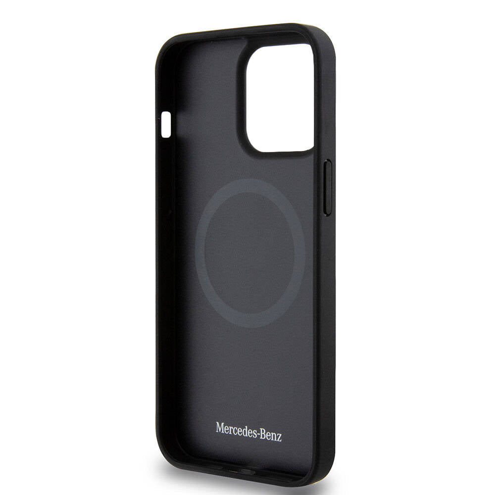 iPhone 15 Pro Max Kılıf Mercedes Benz Orjinal Lisanslı M-safe Şarj Özellikli Metal Yıldız Logolu Pürüzsüz Deri Kapak