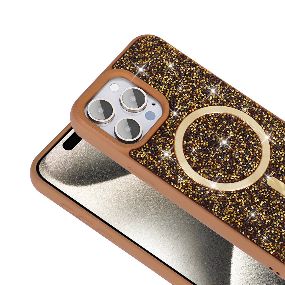 Apple iPhone 15 Pro Max Kılıf Pırlanta Tasarımlı M-safe Şarj Özellikli Zore Mozaik Silikon Kapak