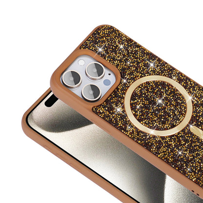 Apple iPhone 15 Pro Max Kılıf Pırlanta Tasarımlı M-safe Şarj Özellikli Zore Mozaik Silikon Kapak