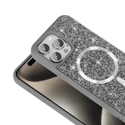 Apple iPhone 15 Pro Max Kılıf Pırlanta Tasarımlı M-safe Şarj Özellikli Zore Mozaik Silikon Kapak
