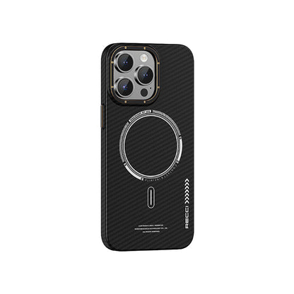 iPhone 15 Pro Max Kılıf Recci Machinist Serisi M-safe Şarj Özellikli Magnetik Karbon Kapak