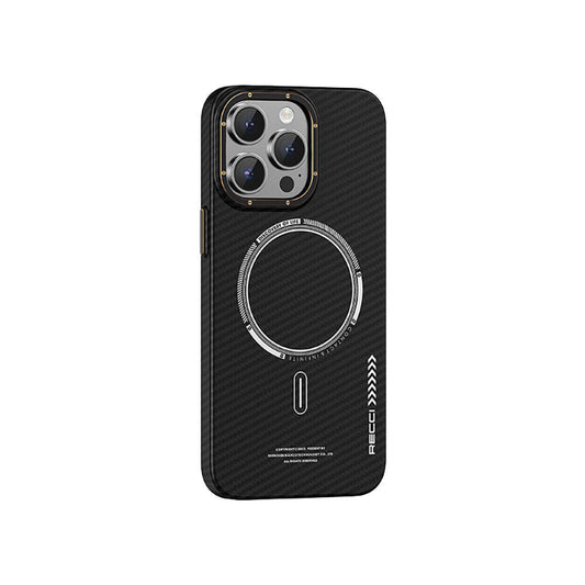 iPhone 15 Pro Max Kılıf Recci Machinist Serisi M-safe Şarj Özellikli Magnetik Karbon Kapak