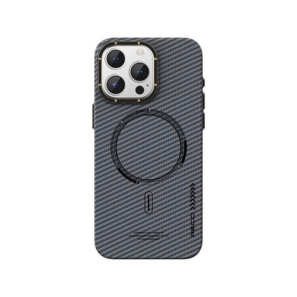 iPhone 15 Pro Max Kılıf Recci Machinist Serisi M-safe Şarj Özellikli Magnetik Karbon Kapak