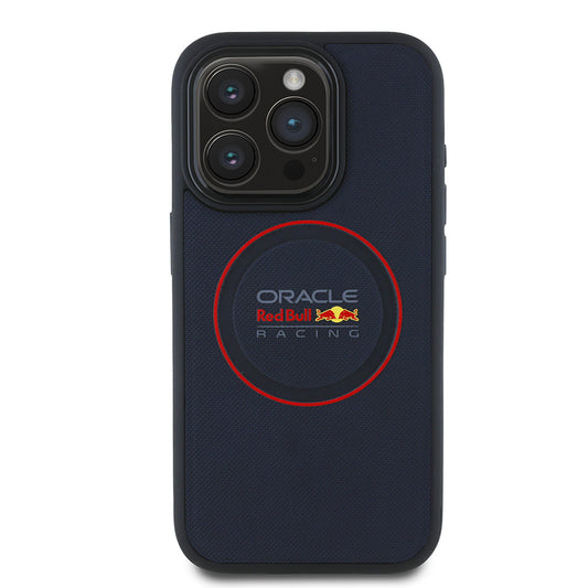 iPhone 15 Pro Max Kılıf Redbull Orjinal Lisanslı M-safe Şarj Özellikli Kırmızı Halka ve Logo Kabartmalı PU Deri Kapak
