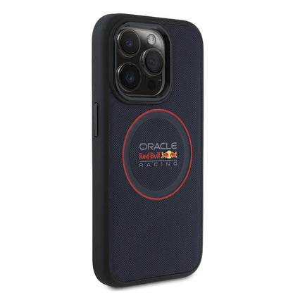 iPhone 15 Pro Max Kılıf Redbull Orjinal Lisanslı M-safe Şarj Özellikli Kırmızı Halka ve Logo Kabartmalı PU Deri Kapak