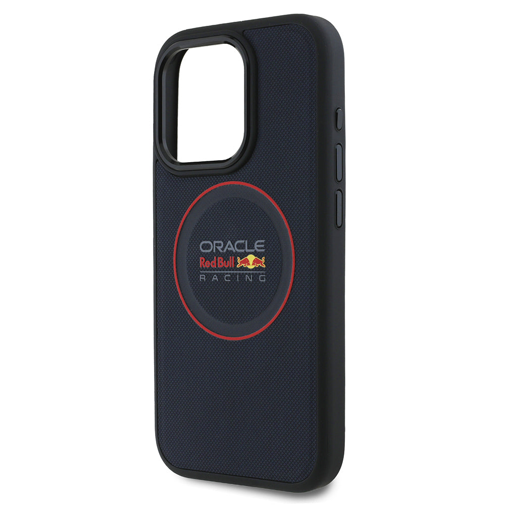 iPhone 15 Pro Max Kılıf Redbull Orjinal Lisanslı M-safe Şarj Özellikli Kırmızı Halka ve Logo Kabartmalı PU Deri Kapak