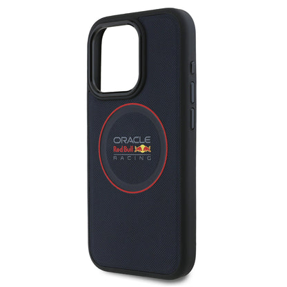 iPhone 15 Pro Max Kılıf Redbull Orjinal Lisanslı M-safe Şarj Özellikli Kırmızı Halka ve Logo Kabartmalı PU Deri Kapak