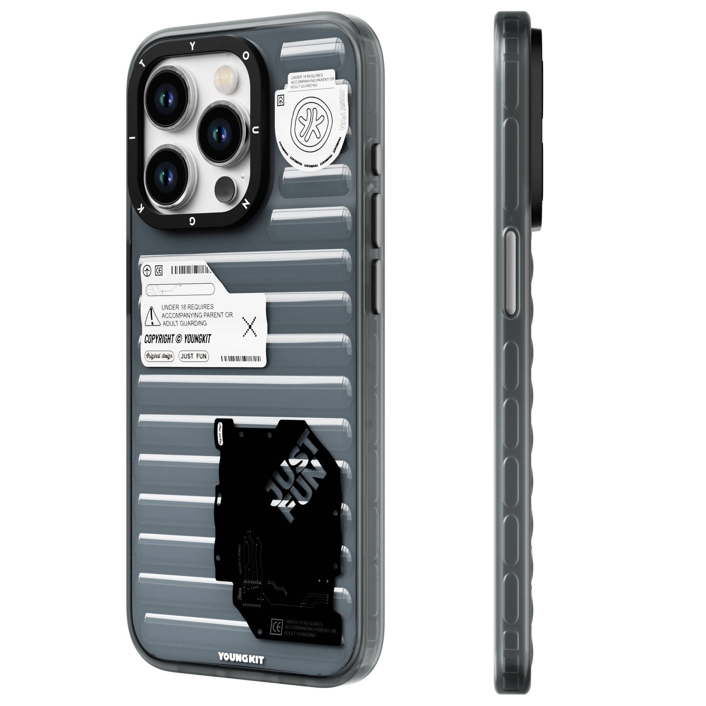 iPhone 15 Pro Max Kılıf Şeffaf Renkli Tasarım YoungKit Fluorite Serisi Kapak