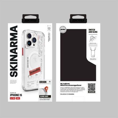 iPhone 15 Pro Max Kılıf SkinArma M-safe Şarj Özellikli Yazı Desenli Airbag Tasarımlı Orion Kapak