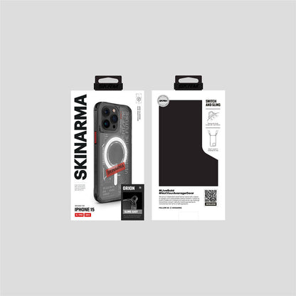iPhone 15 Pro Max Kılıf SkinArma M-safe Şarj Özellikli Yazı Desenli Airbag Tasarımlı Orion Kapak
