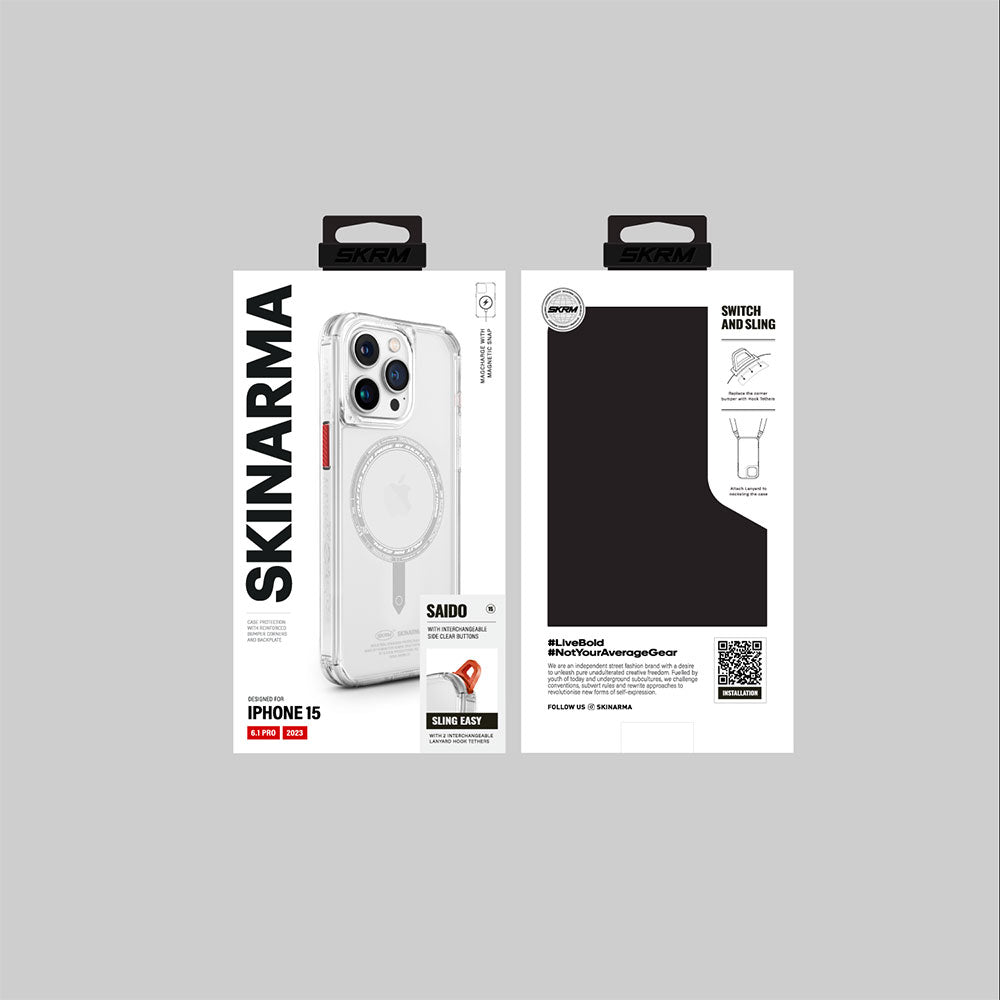 iPhone 15 Pro Max Kılıf SkinArma Şeffaf Airbag Tasarımlı M-safe Şarj Özellikli Saido Kapak