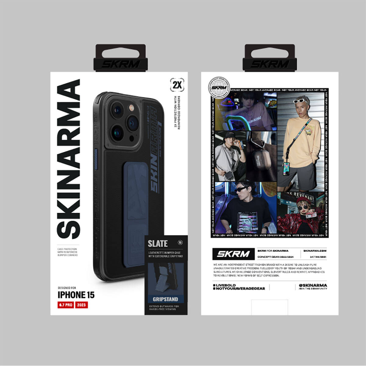 iPhone 15 Pro Max Kılıf SkinArma Standlı Deri Görünümlü Slate Kapak