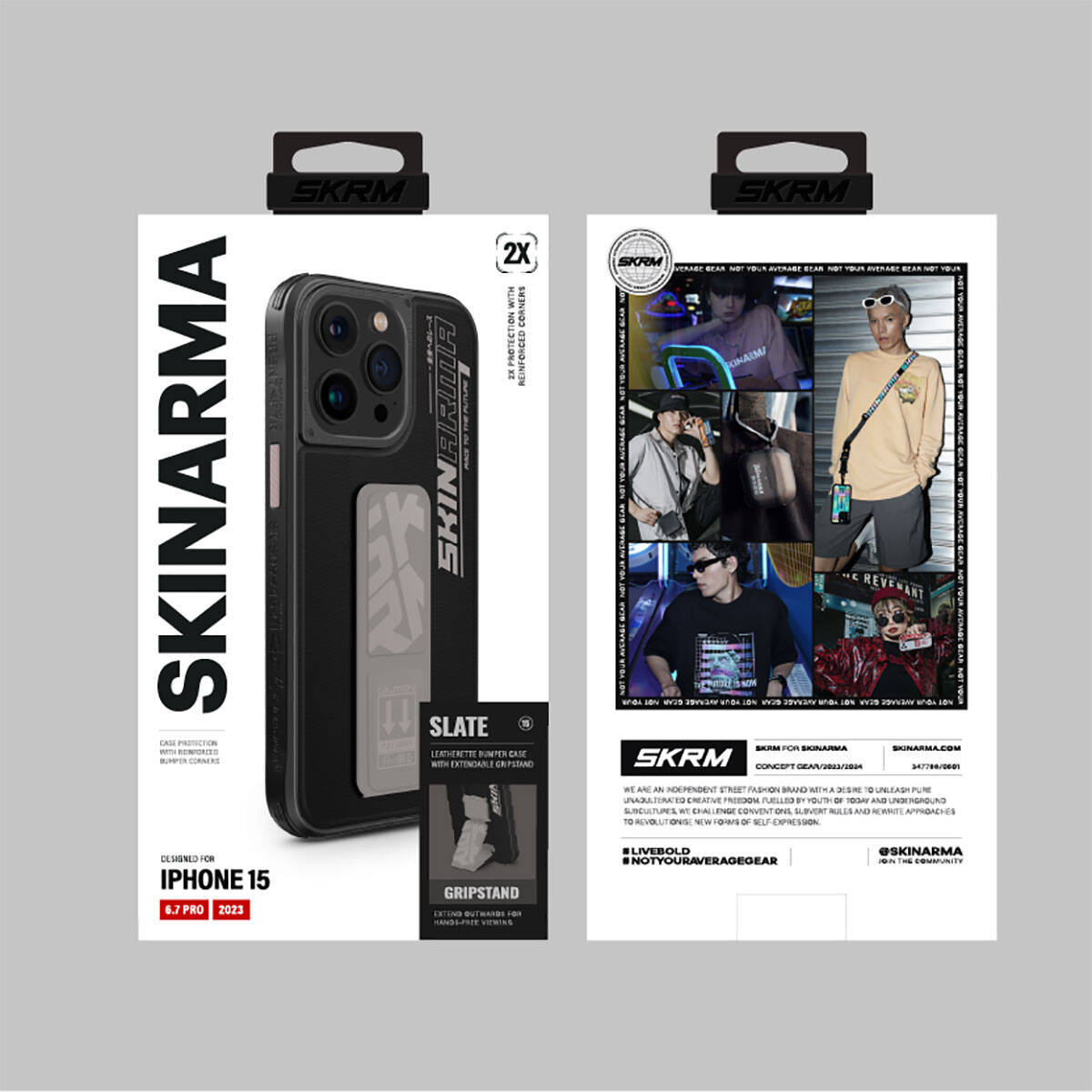iPhone 15 Pro Max Kılıf SkinArma Standlı Deri Görünümlü Slate Kapak