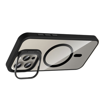 Apple iPhone 15 Pro Max Kılıf Standlı ve Kamera Lens Hediyeli M-Safe Şarj Özellikli Zore Etro Kapak