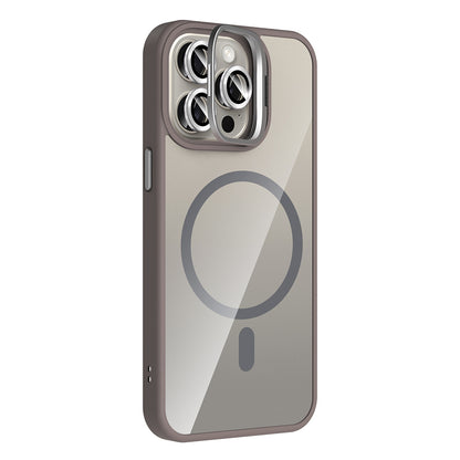 Apple iPhone 15 Pro Max Kılıf Standlı ve Kamera Lens Hediyeli M-Safe Şarj Özellikli Zore Etro Kapak