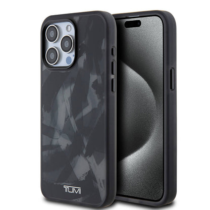 iPhone 15 Pro Max Kılıf TUMI Orjinal Lisanslı M-safe Şarj Özellikli Buzlanmış Saydam Fırça Kamuflajı Desenli Kapak