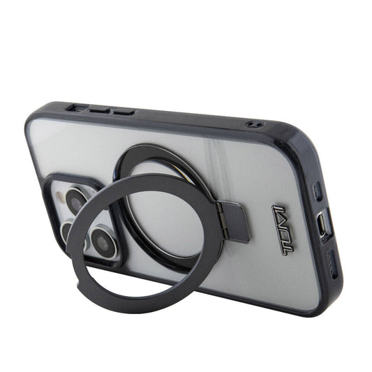 iPhone 15 Pro Max Kılıf TUMI Orjinal Lisanslı M-safe Şarj Özellikli Metal Logolu Ring Standlı Silikon Kapak