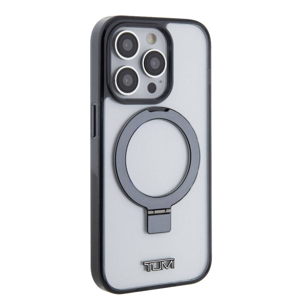 iPhone 15 Pro Max Kılıf TUMI Orjinal Lisanslı M-safe Şarj Özellikli Metal Logolu Ring Standlı Silikon Kapak
