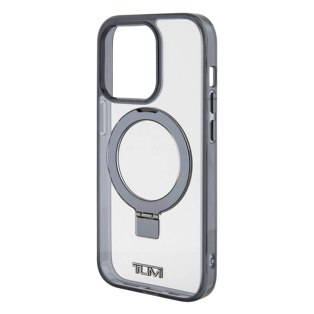 iPhone 15 Pro Max Kılıf TUMI Orjinal Lisanslı M-safe Şarj Özellikli Metal Logolu Ring Standlı Silikon Kapak