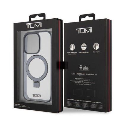 iPhone 15 Pro Max Kılıf TUMI Orjinal Lisanslı M-safe Şarj Özellikli Metal Logolu Ring Standlı Silikon Kapak