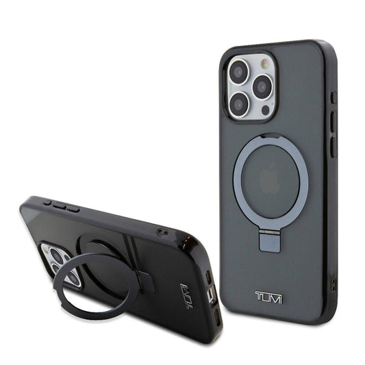 iPhone 15 Pro Max Kılıf TUMI Orjinal Lisanslı M-safe Şarj Özellikli PC TPU Metal Logolu Ring Standlı Kapak