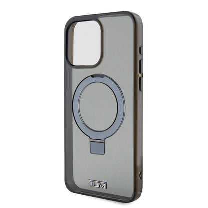 iPhone 15 Pro Max Kılıf TUMI Orjinal Lisanslı M-safe Şarj Özellikli PC TPU Metal Logolu Ring Standlı Kapak