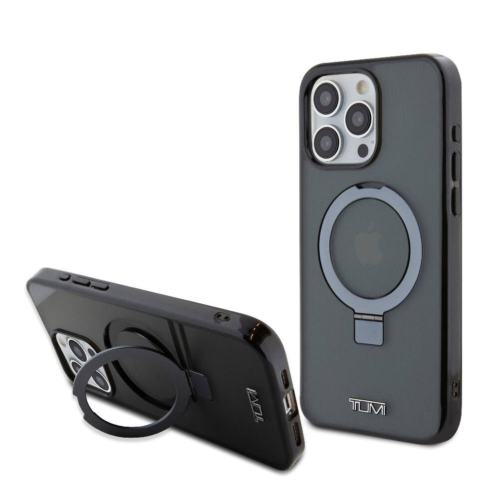 iPhone 15 Pro Max Kılıf TUMI Orjinal Lisanslı M-safe Şarj Özellikli PC TPU Metal Logolu Ring Standlı Kapak