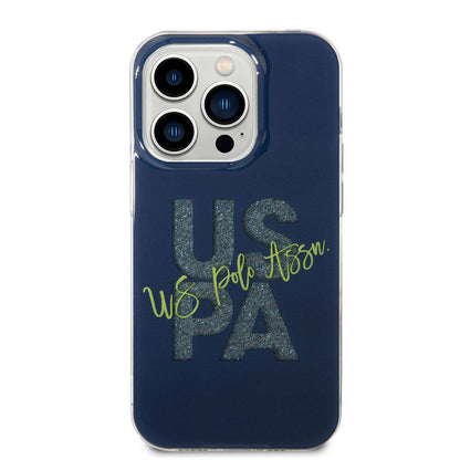 iPhone 15 Pro Max Kılıf U.S. Polo Assn. Orjinal Lisanslı Simli Parlak Alfabe Tasarım Kapak