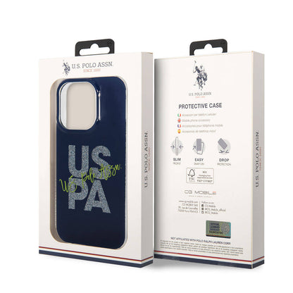 iPhone 15 Pro Max Kılıf U.S. Polo Assn. Orjinal Lisanslı Simli Parlak Alfabe Tasarım Kapak