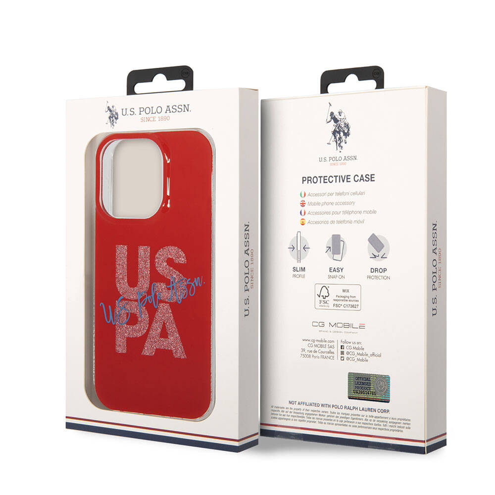 iPhone 15 Pro Max Kılıf U.S. Polo Assn. Orjinal Lisanslı Simli Parlak Alfabe Tasarım Kapak