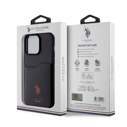 iPhone 15 Pro Max Kılıf U.S. Polo Assn. Orjinal Lisanslı Baskı Logolu PU Kartlıklı Kapak
