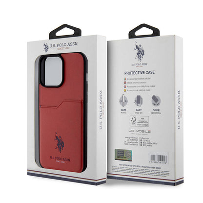 iPhone 15 Pro Max Kılıf U.S. Polo Assn. Orjinal Lisanslı Baskı Logolu PU Kartlıklı Kapak