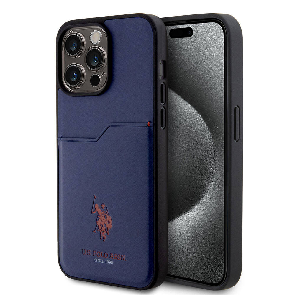 iPhone 15 Pro Max Kılıf U.S. Polo Assn. Orjinal Lisanslı Baskı Logolu PU Kartlıklı Kapak