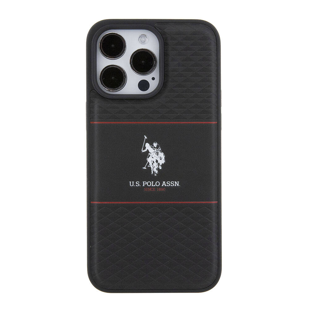 iPhone 15 Pro Max Kılıf U.S. Polo Assn. Orjinal Lisanslı Deri Şeritli Logo Dizayn Kapak
