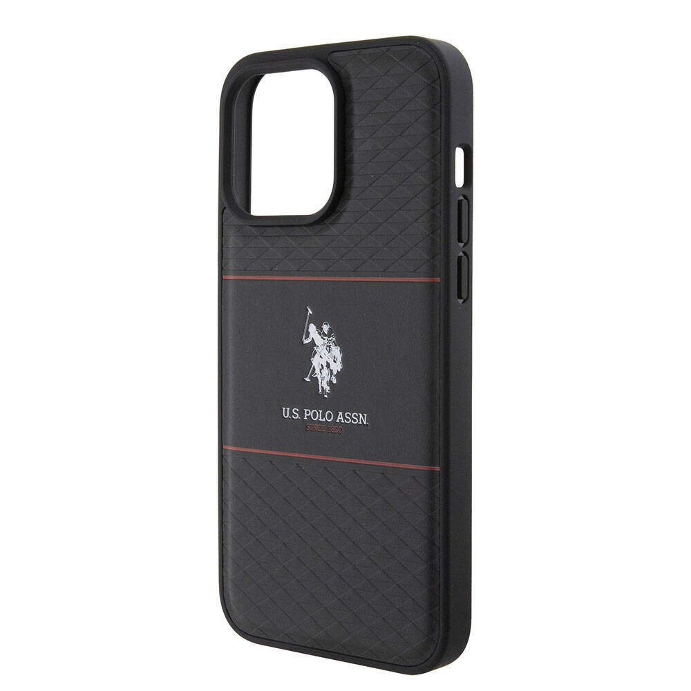 iPhone 15 Pro Max Kılıf U.S. Polo Assn. Orjinal Lisanslı Deri Şeritli Logo Dizayn Kapak