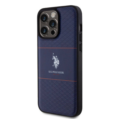 iPhone 15 Pro Max Kılıf U.S. Polo Assn. Orjinal Lisanslı Deri Şeritli Logo Dizayn Kapak