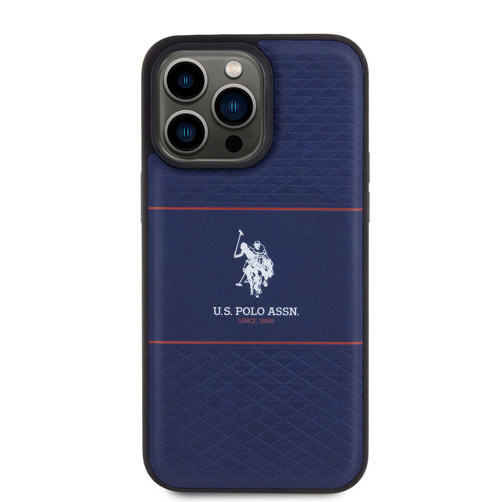 iPhone 15 Pro Max Kılıf U.S. Polo Assn. Orjinal Lisanslı Deri Şeritli Logo Dizayn Kapak