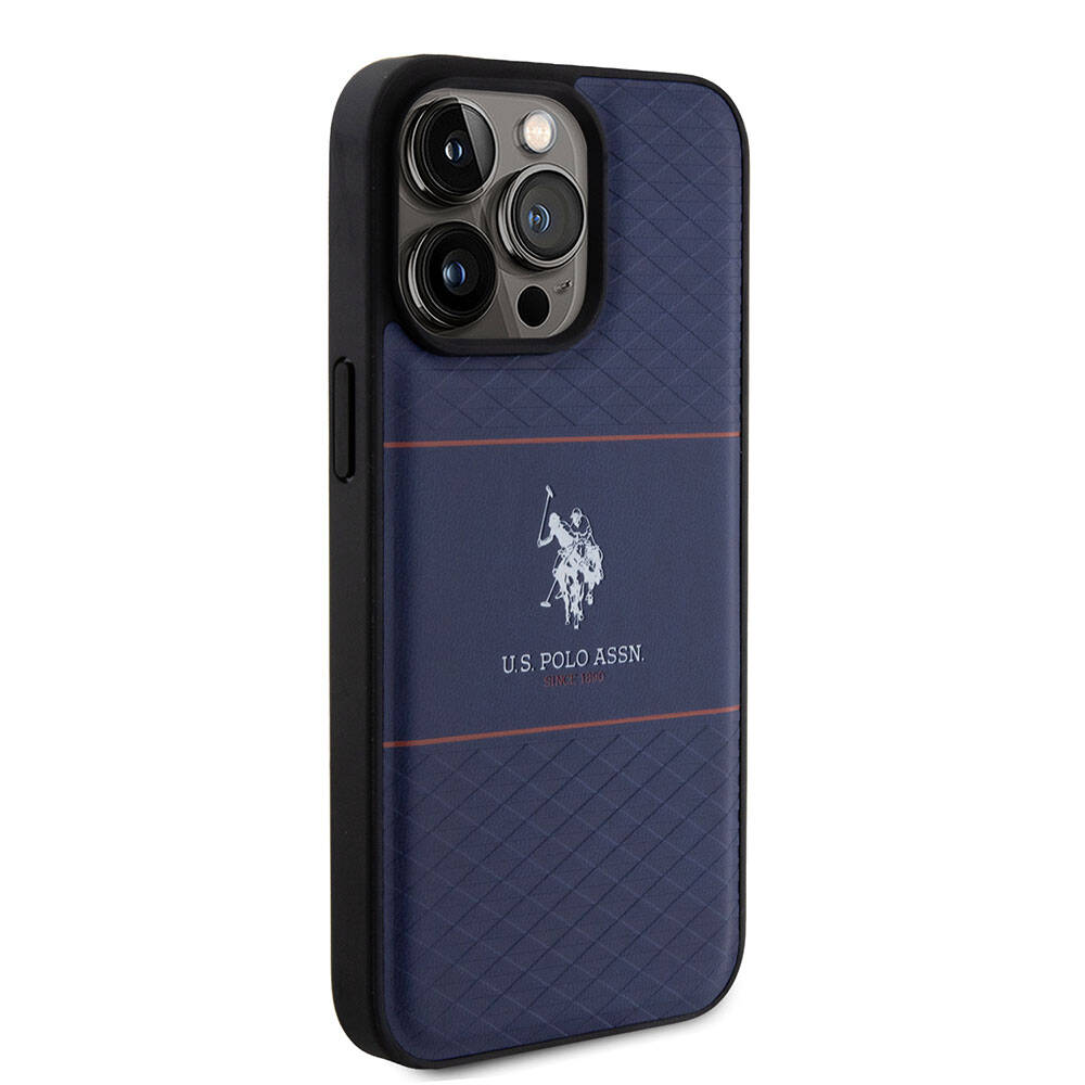 iPhone 15 Pro Max Kılıf U.S. Polo Assn. Orjinal Lisanslı Deri Şeritli Logo Dizayn Kapak