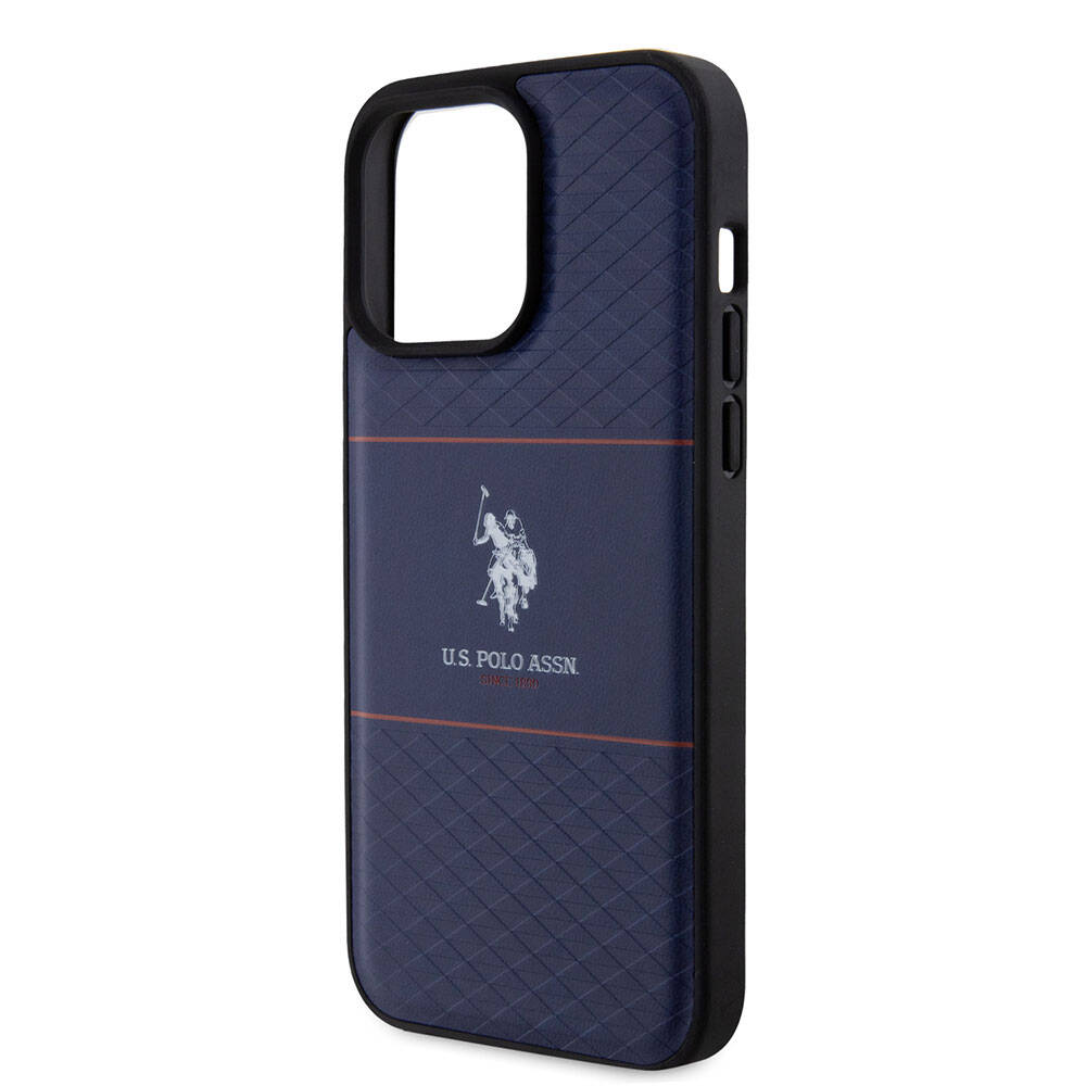 iPhone 15 Pro Max Kılıf U.S. Polo Assn. Orjinal Lisanslı Deri Şeritli Logo Dizayn Kapak