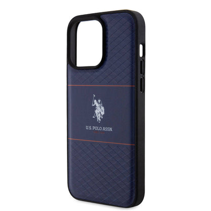 iPhone 15 Pro Max Kılıf U.S. Polo Assn. Orjinal Lisanslı Deri Şeritli Logo Dizayn Kapak