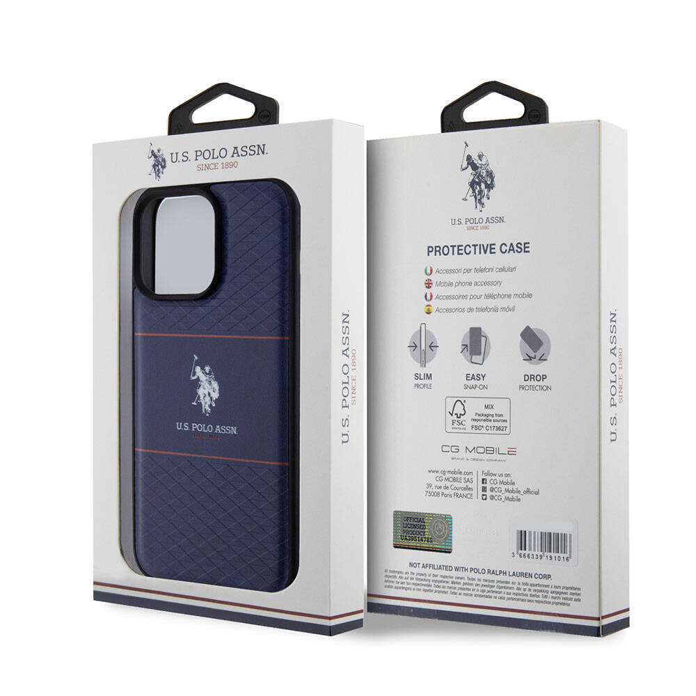 iPhone 15 Pro Max Kılıf U.S. Polo Assn. Orjinal Lisanslı Deri Şeritli Logo Dizayn Kapak