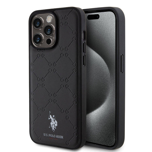 iPhone 15 Pro Max Kılıf U.S. Polo Assn. Orjinal Lisanslı HS Desenli Baskı Logolu Suni Deri Kapak