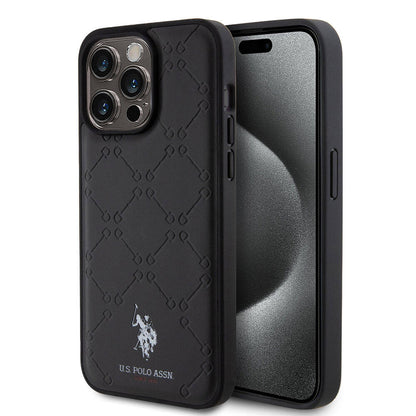 iPhone 15 Pro Max Kılıf U.S. Polo Assn. Orjinal Lisanslı HS Desenli Baskı Logolu Suni Deri Kapak