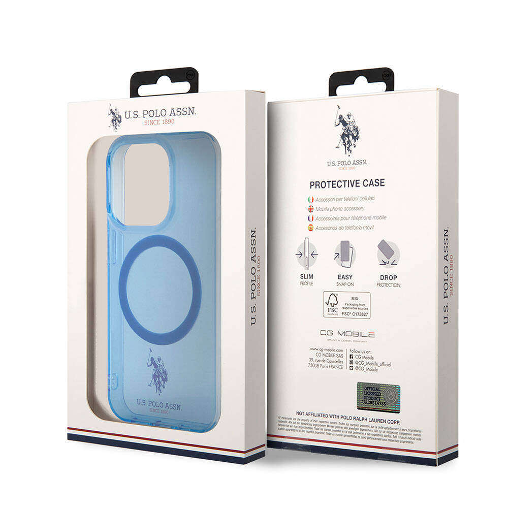 iPhone 15 Pro Max Kılıf U.S. Polo Assn. Orjinal Lisanslı M-safe Şarj Özellikli Transparan Tasarım Kapak