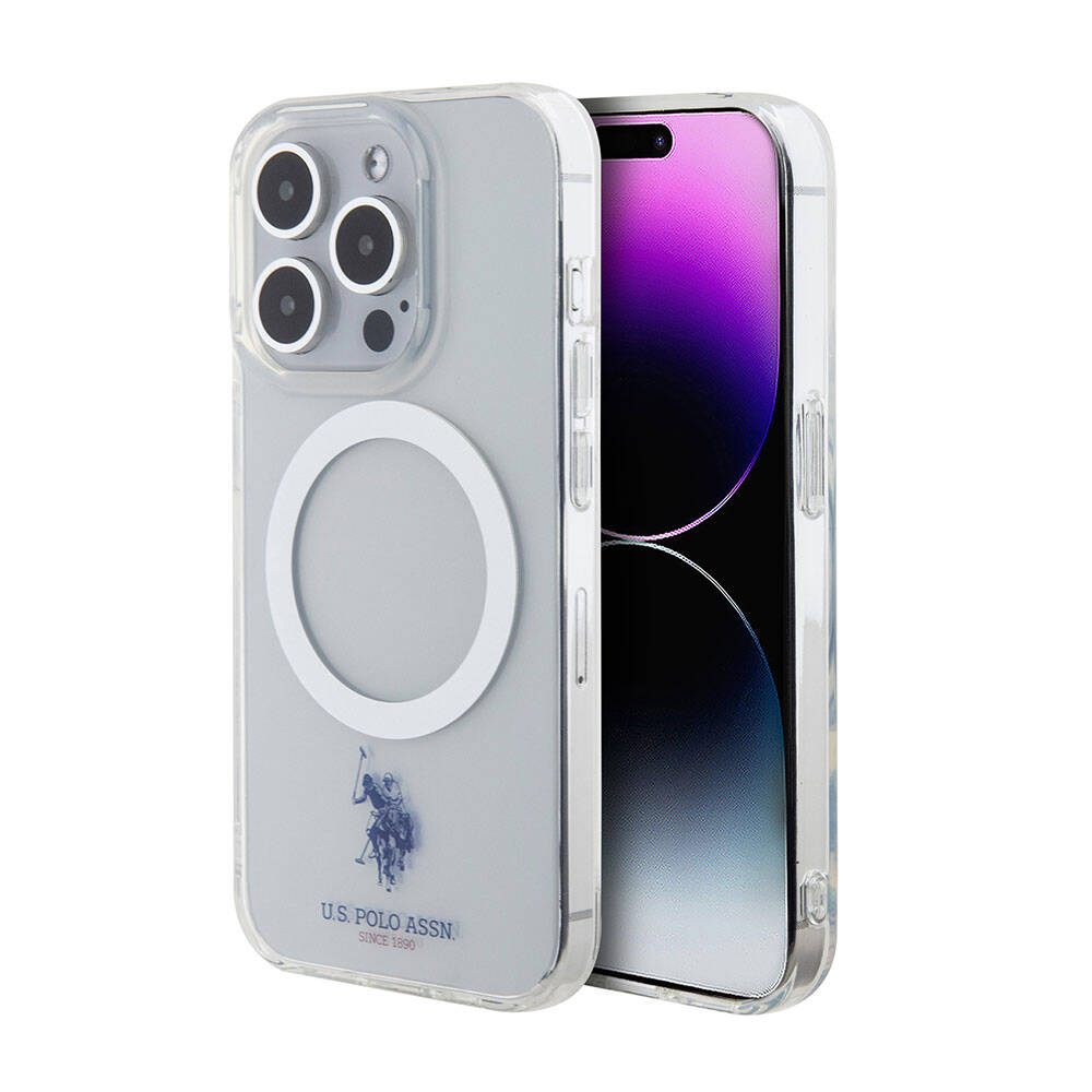 iPhone 15 Pro Max Kılıf U.S. Polo Assn. Orjinal Lisanslı M-safe Şarj Özellikli Transparan Tasarım Kapak