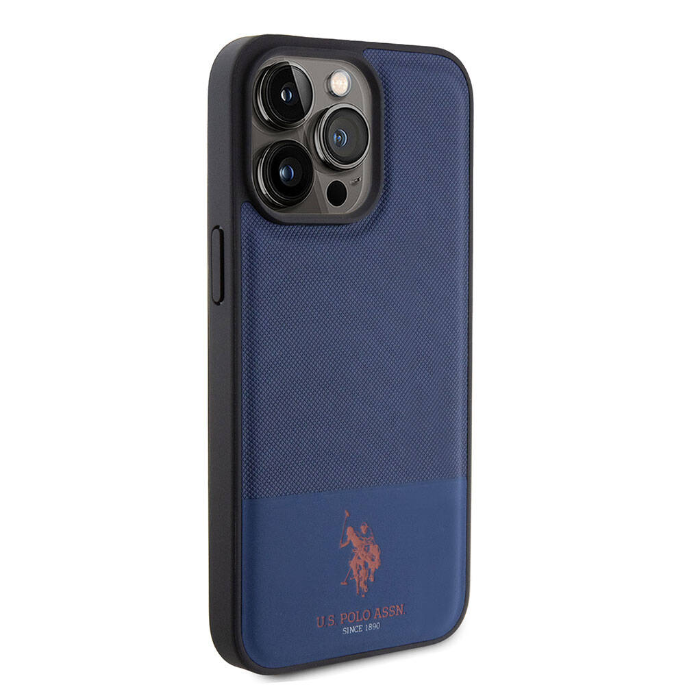 iPhone 15 Pro Max Kılıf U.S. Polo Assn. Orjinal Lisanslı Suni Deri Arka Yüzey Baskı Logolu Örgü Desenli Kapak